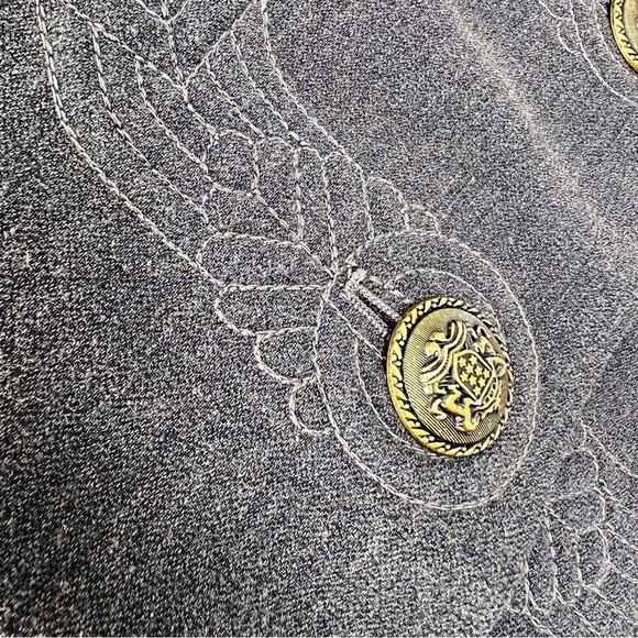 CAbi Military Style Jacket Women’s Size 10 Gray Button Front Embroidered New NWT - Picture 5 of 8